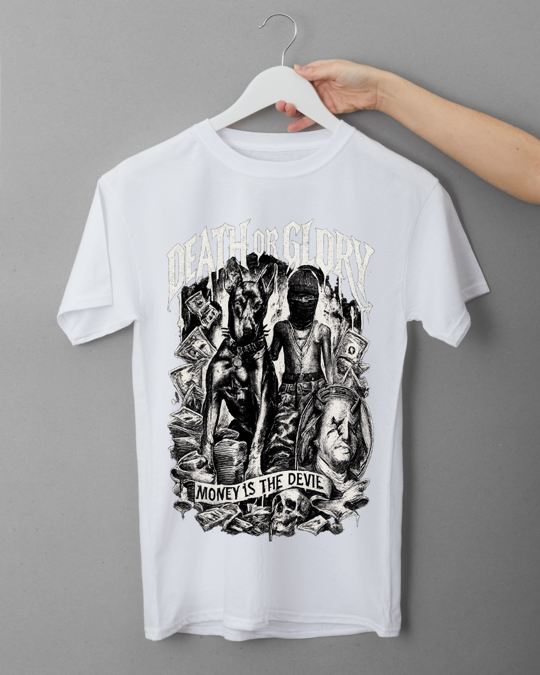 T-Shirt "DEATH OR GLORY - MONEY IS THE DEVIL"
