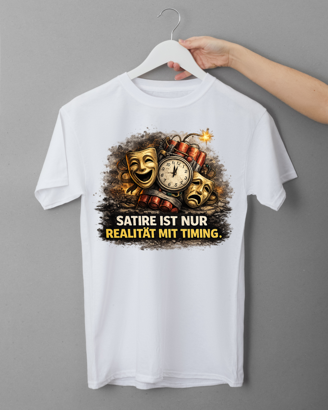T-Shirt "SATIRE IST NUR REALITÄT MIT TIMING"